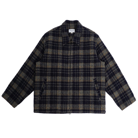 Sturla - Hooded Incision Jacket - Melange Green Bonded Wool