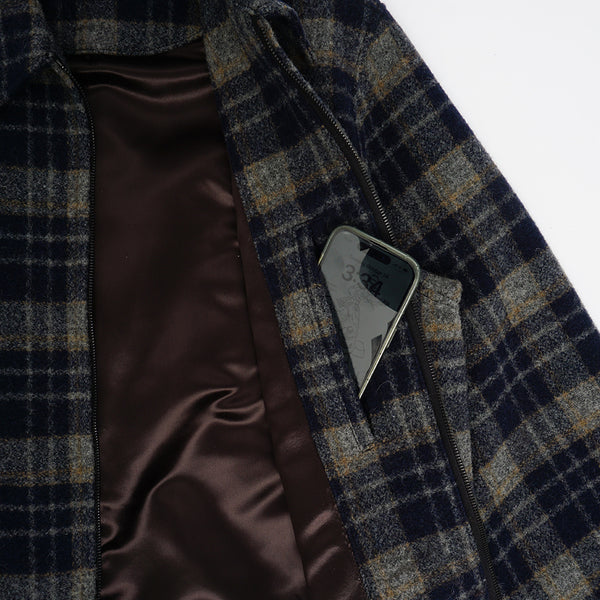 Alterior - Astorino Lined Wool Coat - Plaid Woolrich - Navy/Grey