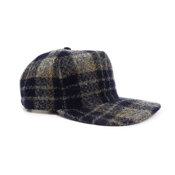 Thheme/Alterior - Woolrich Plaid Pleated 5-Panel Cap - Navy/Grey