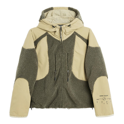 Sturla - Hooded Incision Jacket - Melange Green Bonded Wool