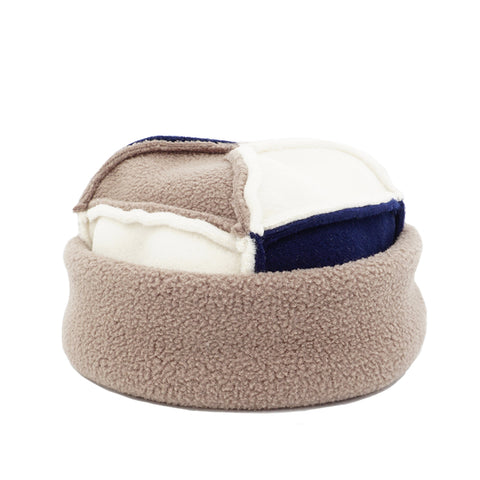 LLOYD / ALTERIOR - Reversible Fleece Toque - 8 Panel - Taupe/Navy/Cream