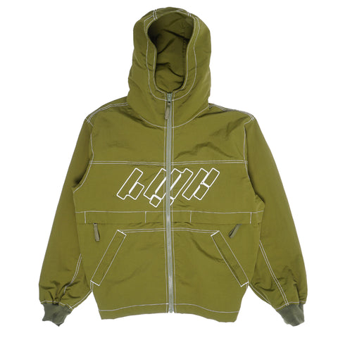 Sturla - Hooded Incision Jacket - Melange Green Bonded Wool