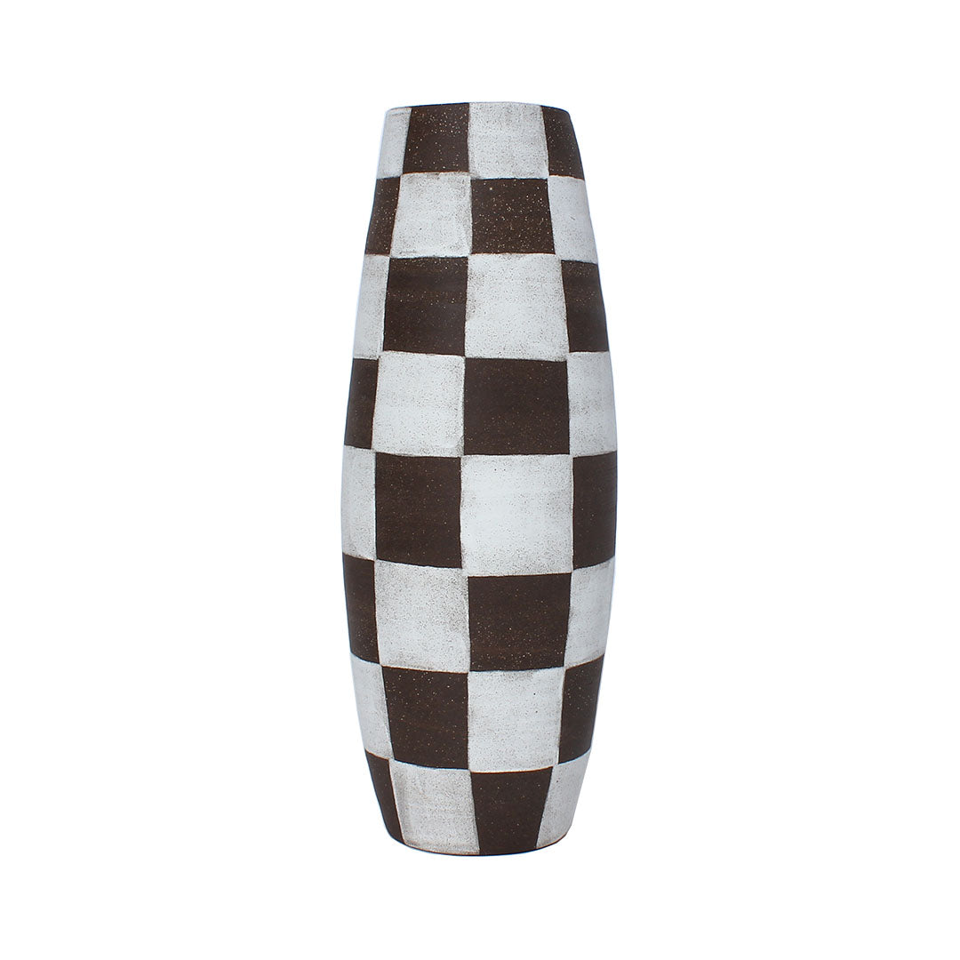 Mellow - Football Vase - Brown Checker Mellow - Football Vase - Brown Checker