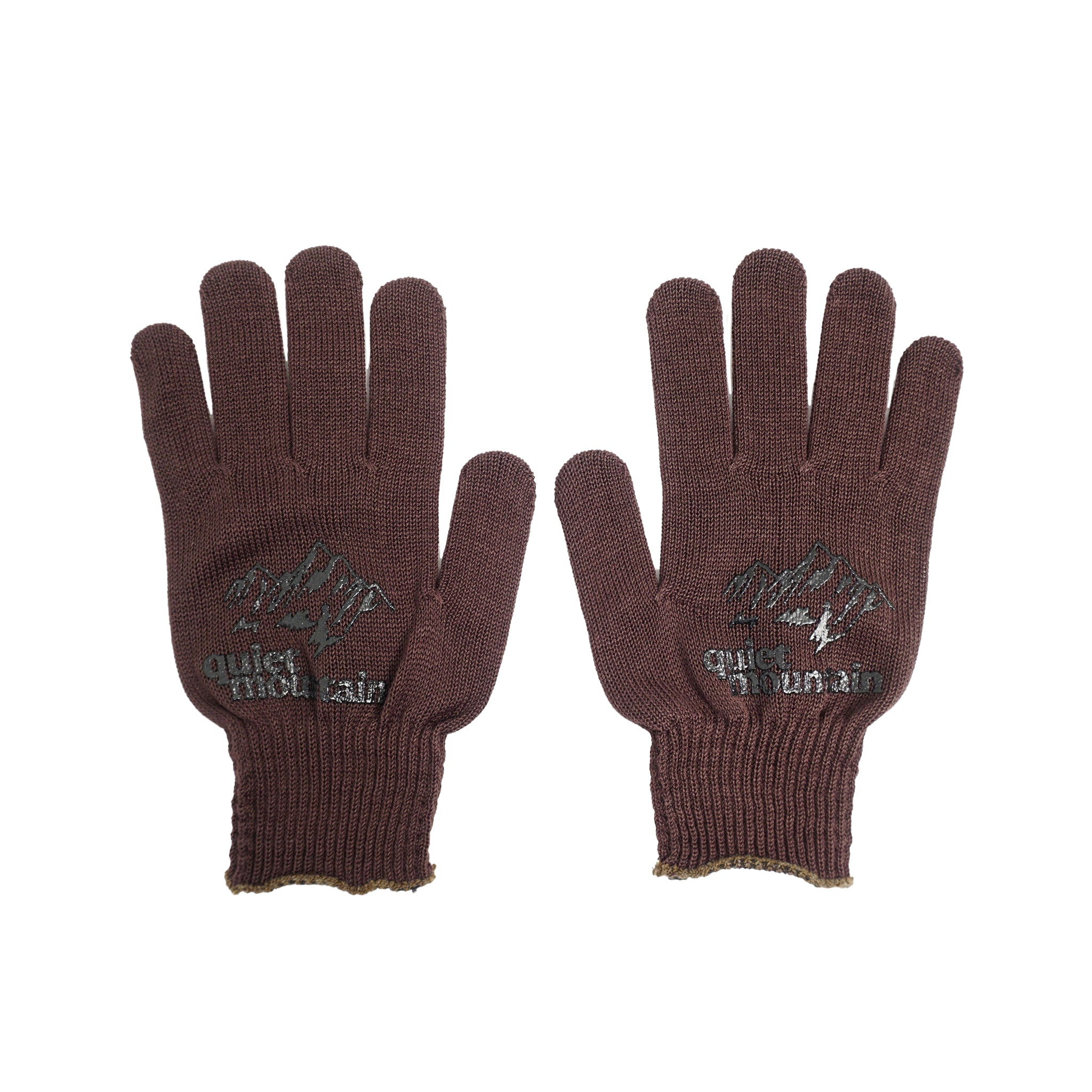 Quiet Mountain Cafe - Knitted Grip Gloves - Brown Quiet Mountain Cafe - Knitted Grip Gloves - Brown