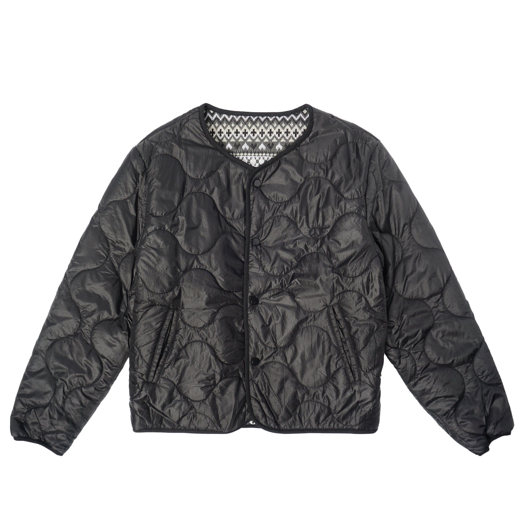 Sexhippies - Reversible Jacquard Knit Insulated Jacket - Black/Grey Sexhippies - Reversible Jacquard Knit Insulated Jacket - Black/Grey