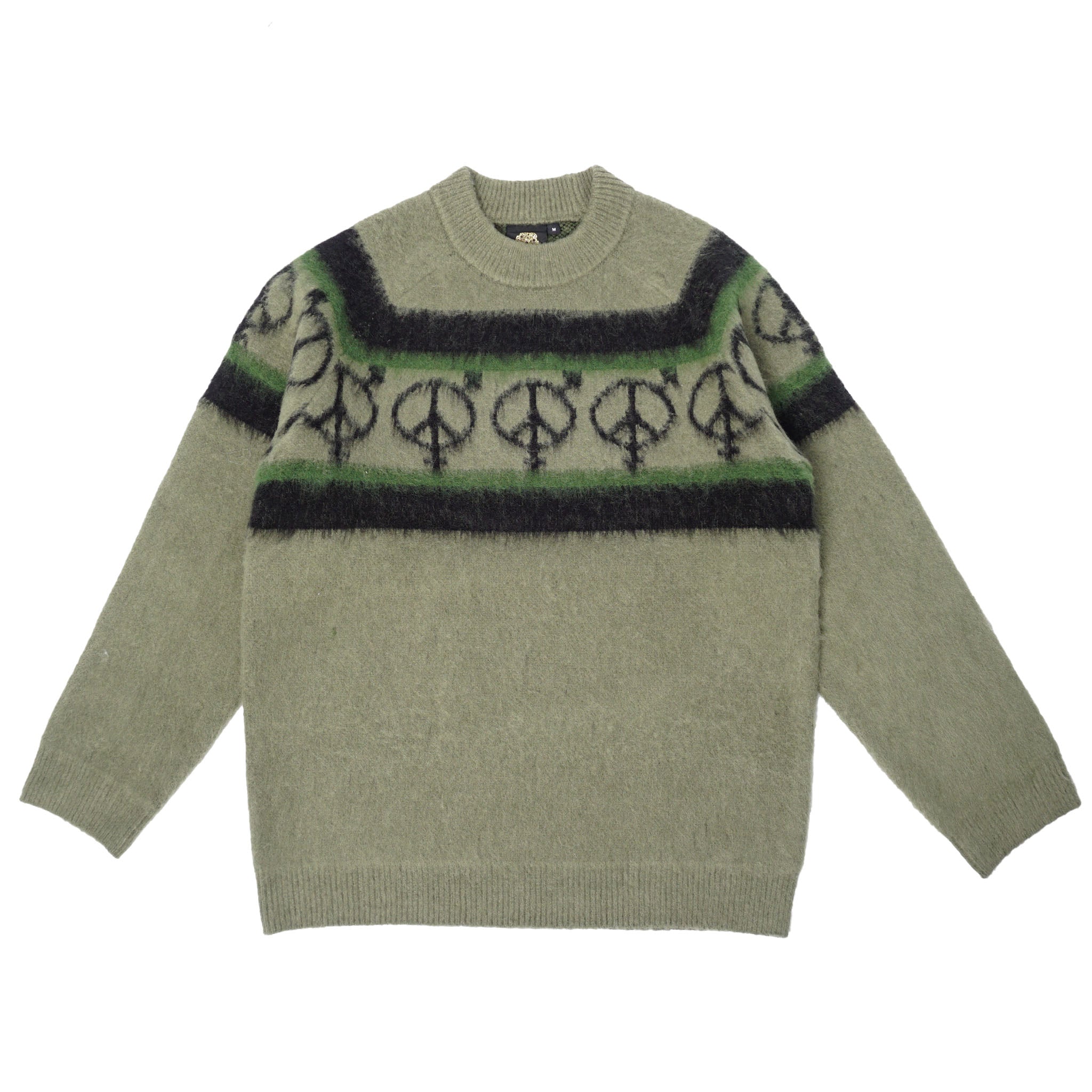 Sexhippies - OG Striped Brushed Mohair Sweater - Olive/Black/Forest Sexhippies - OG Striped Brushed Mohair Sweater - Olive/Black/Forest