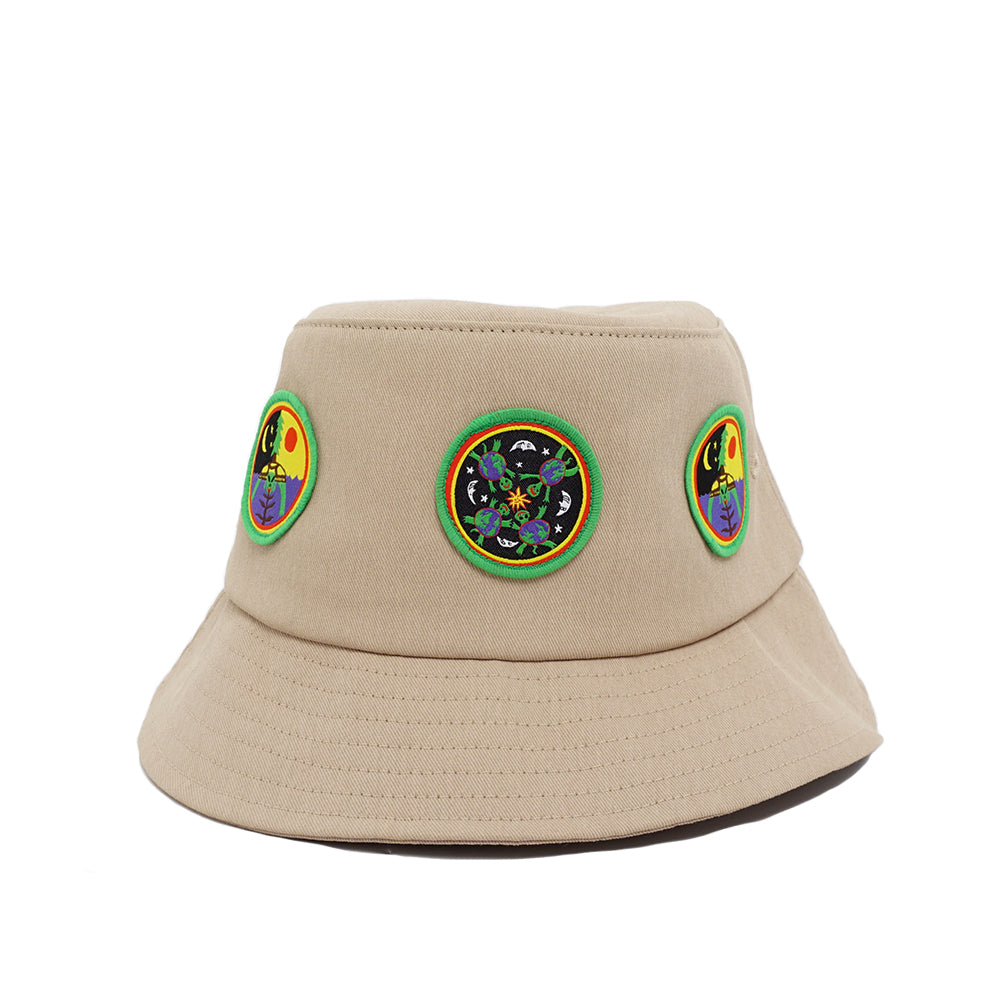 Turtle Island Meditation Equipment - Time Patches Bucket Hat - Khaki Turtle Island Meditation Equipment - Time Patches Bucket Hat - Khaki