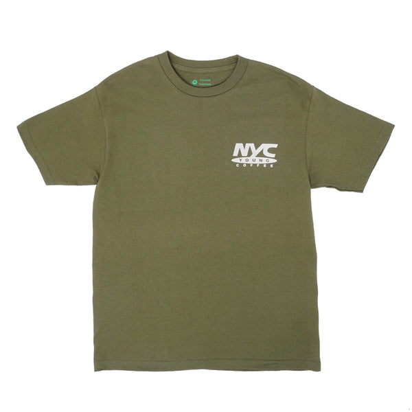 Young Coffee - Peter Sutherland CNY Newsletter T-shirt - Olive Young Coffee - Peter Sutherland CNY Newsletter T-shirt - Olive