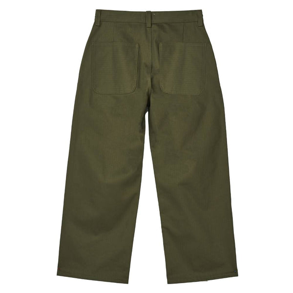Alterior - Herringbone Wide Trouser - Olive