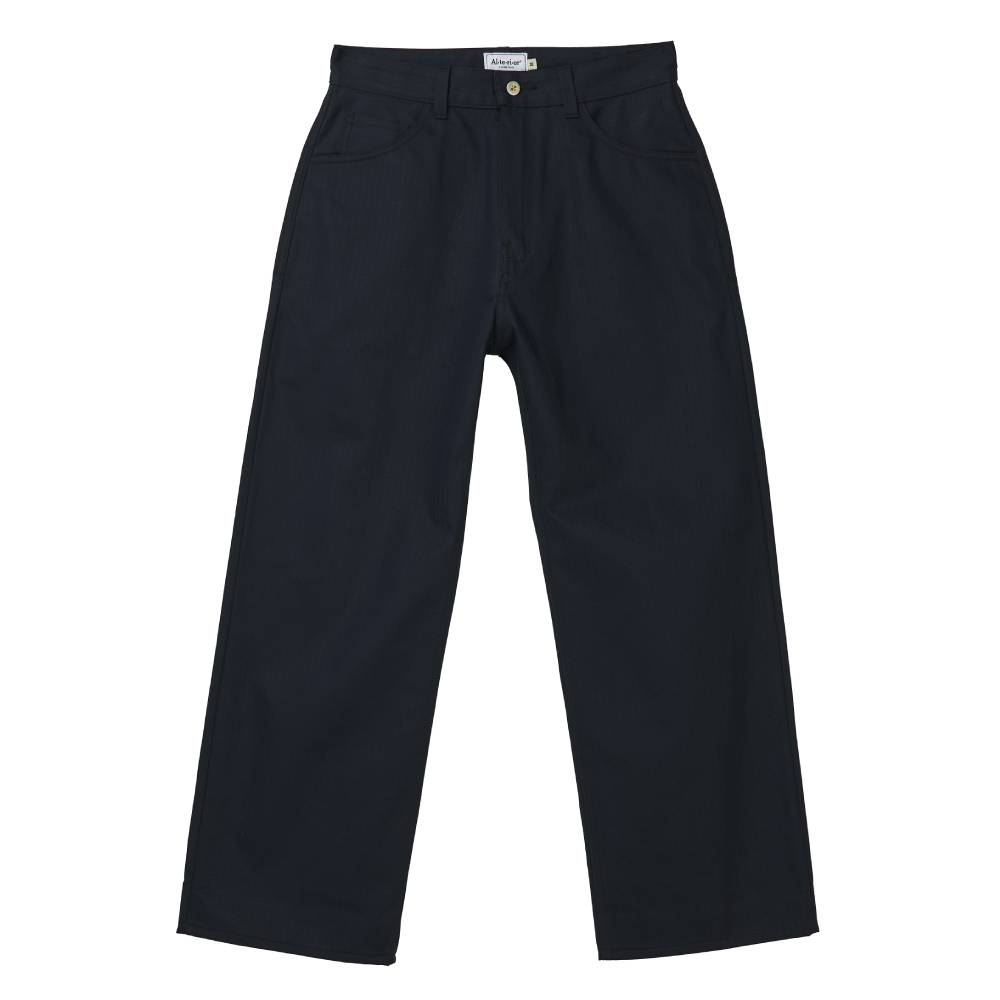 Alterior - Herringbone Wide Trouser - Navy Alterior - Herringbone Wide Trouser - Navy