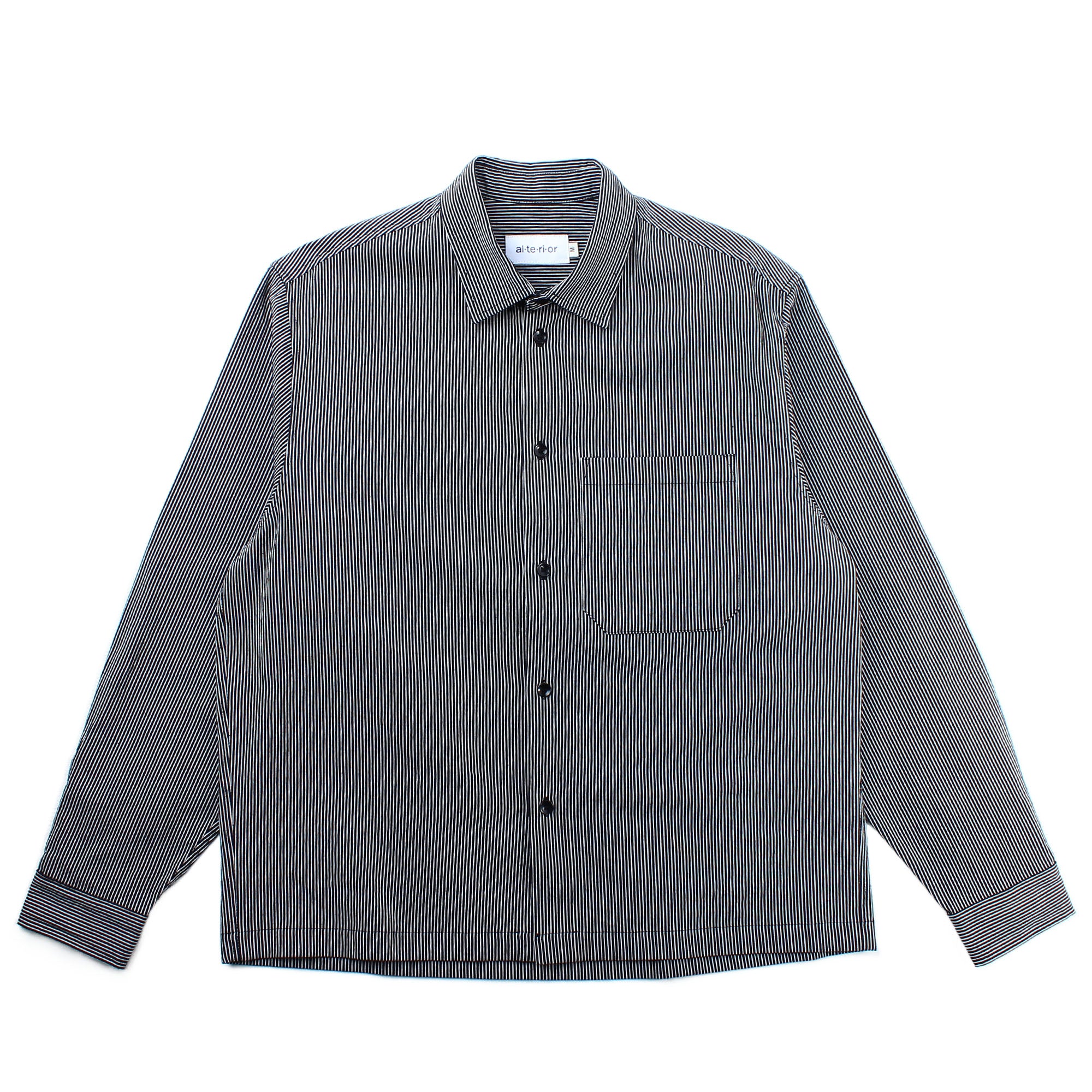 Alterior - Ace Button Down Shirt Yarn Dyed Cotton - Navy/White
