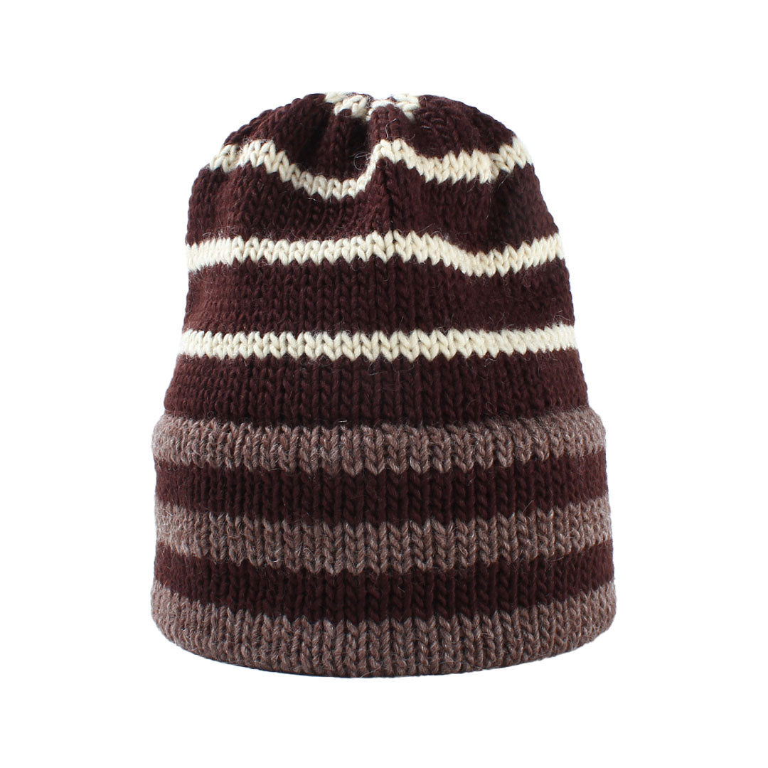 Bailey Goldberg & Alterior - Stripe Wool Beanie - Brown/Creme