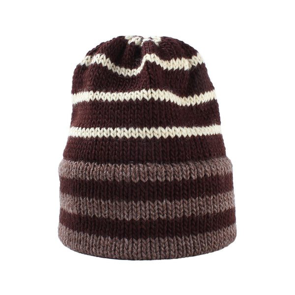 Bailey Goldberg & Alterior - Stripe Wool Beanie - Brown/Creme