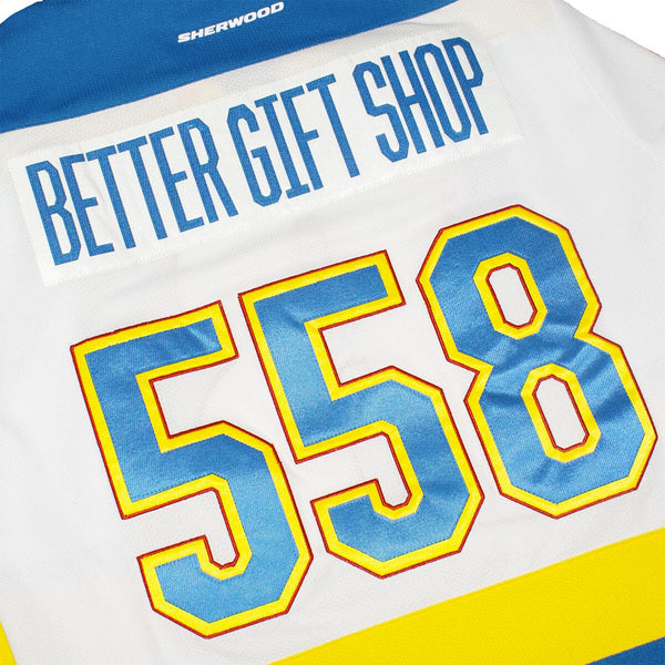Better™ Gift Shop / Sherwood - "B Logo" White/Yellow Home Hockey Jersey - White