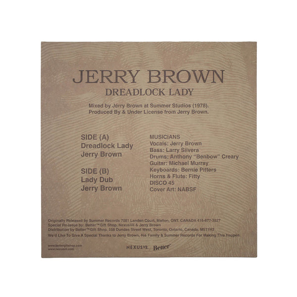 Better Gift Shop / Nexus VII / Summer Records - “Jerry Brown - Dreadlock Lady” 12" Vinyl Record