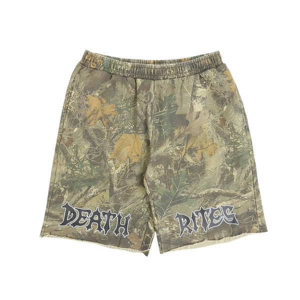 Deathrites - Script Zip Cut-Off Sweatshorts - Tree Camo
