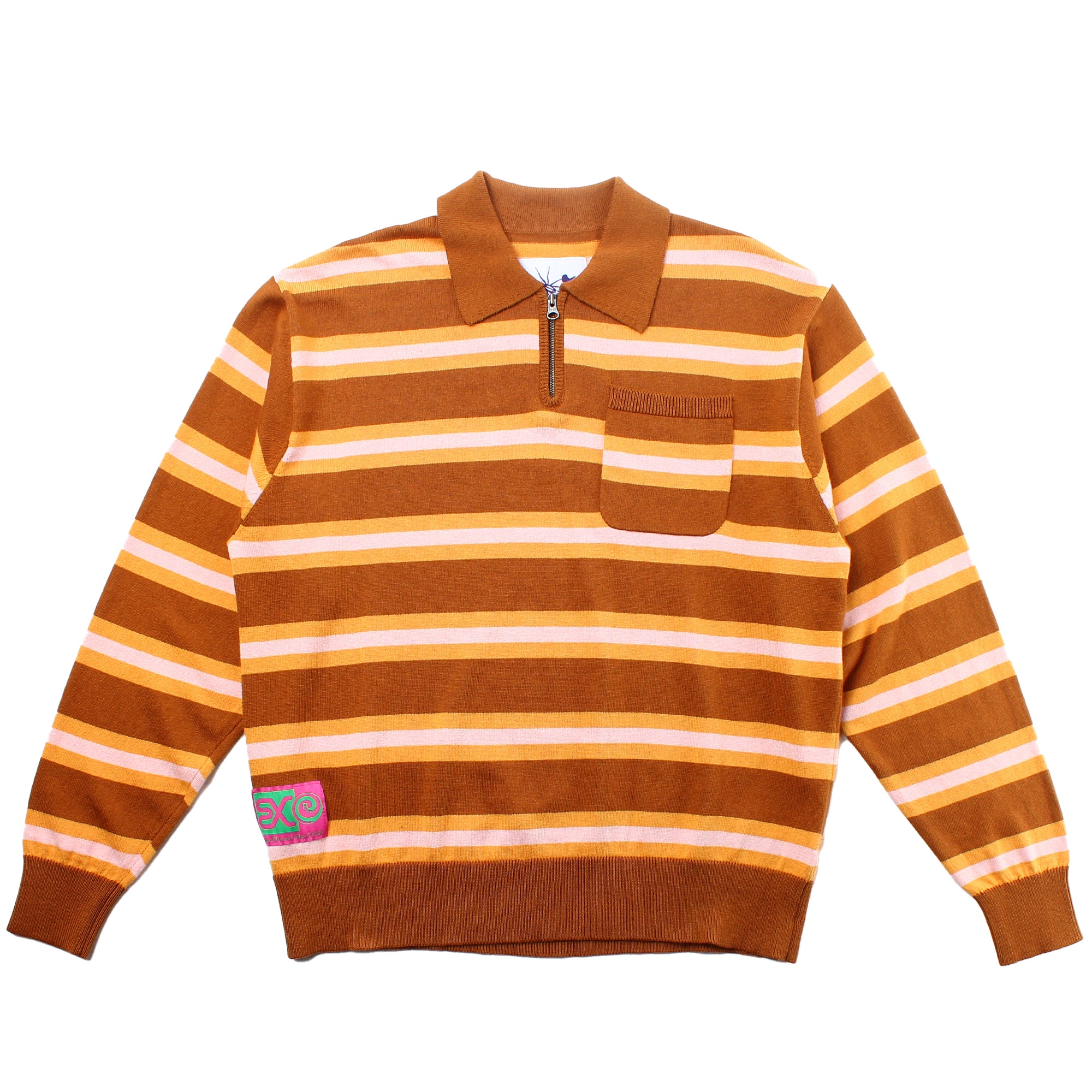 Ecstatic Research - Border Polo Knit - Brown