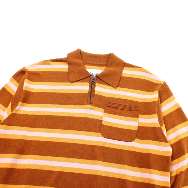 Ecstatic Research - Border Polo Knit - Brown