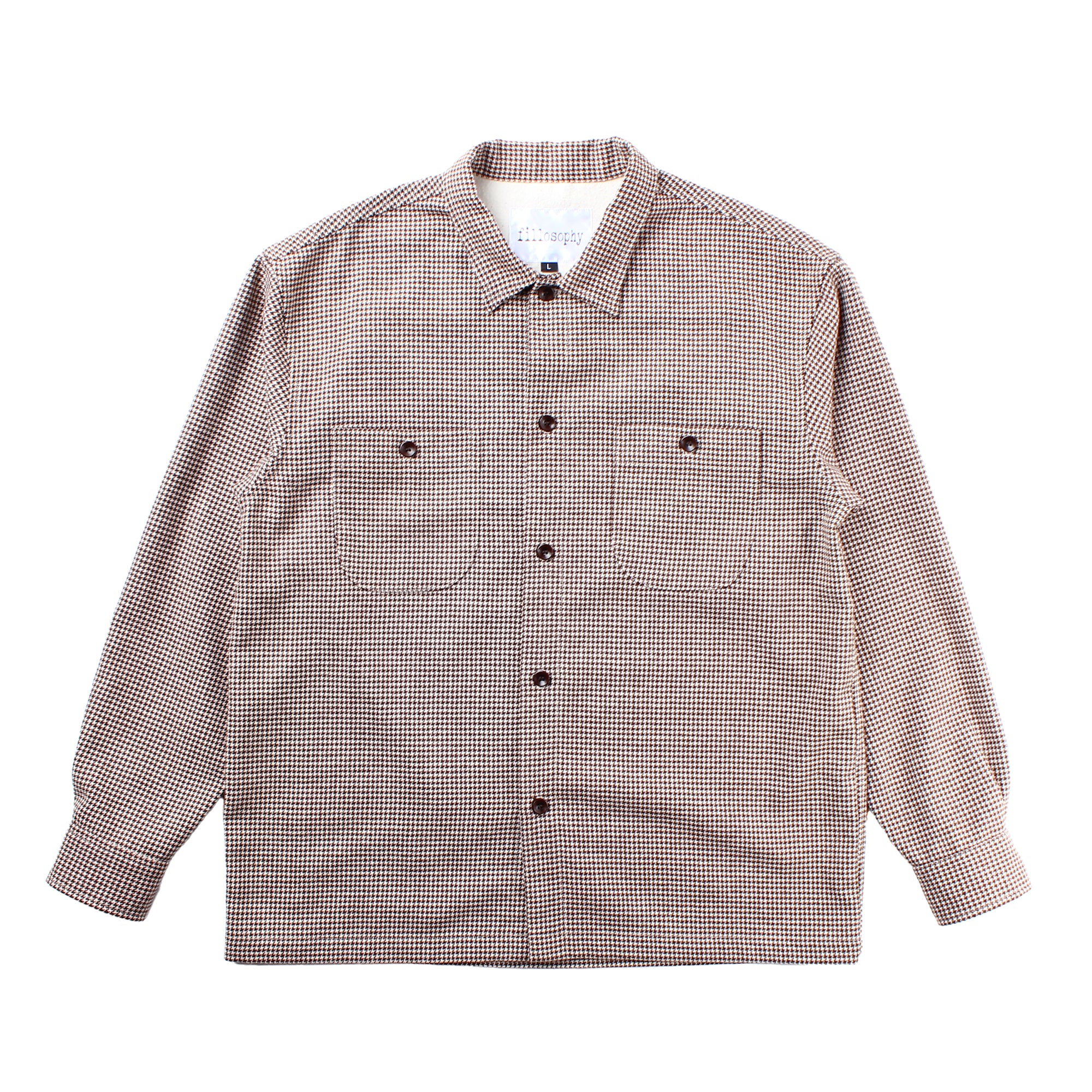 Fillosophy - Work Shirt - Tan/Brown Wool Houndstooth