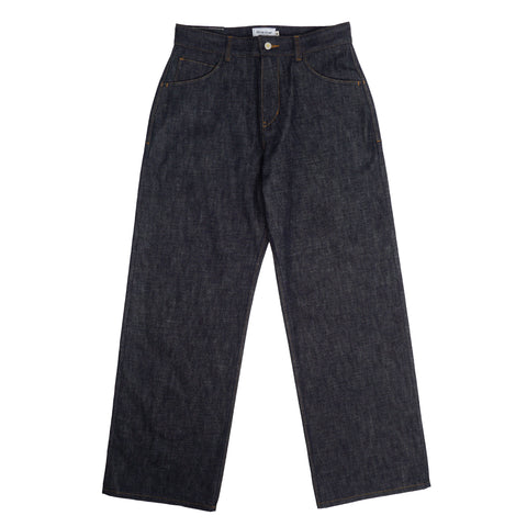 Alterior - Herringbone Wide Trouser - Navy