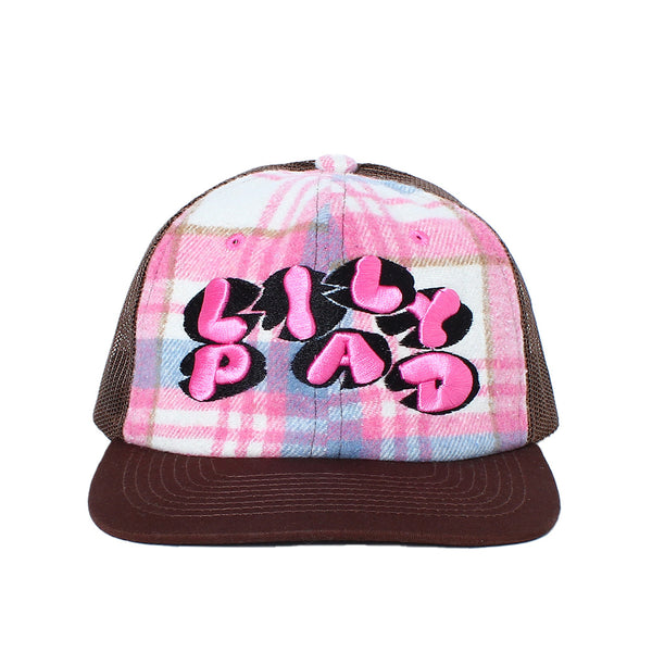 Lilypad - 6-Panel Unstructured Mesh Hat - Pink/Blue Flannel