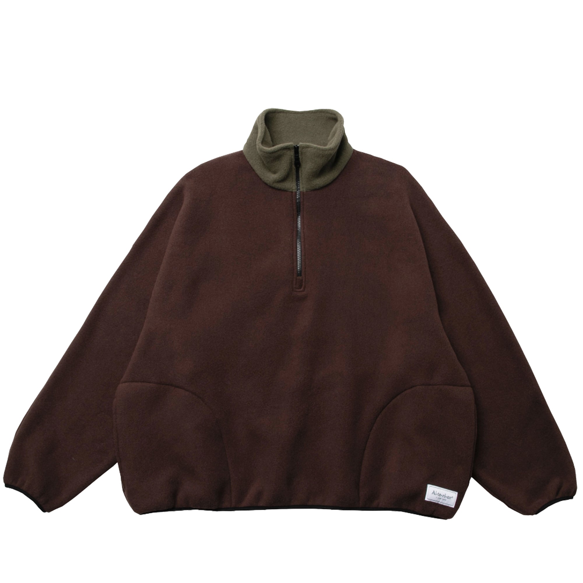 LLOYD / Alterior - Colour Block Fleece Half-Zip Pullover - Brown Olive
