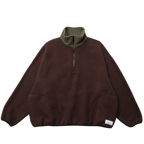 LLOYD / Alterior - Colour Block Fleece Half-Zip Pullover - Brown Olive