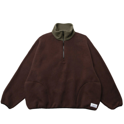 LLOYD / Alterior - Colour Block Fleece Half-Zip Pullover - Brown Olive