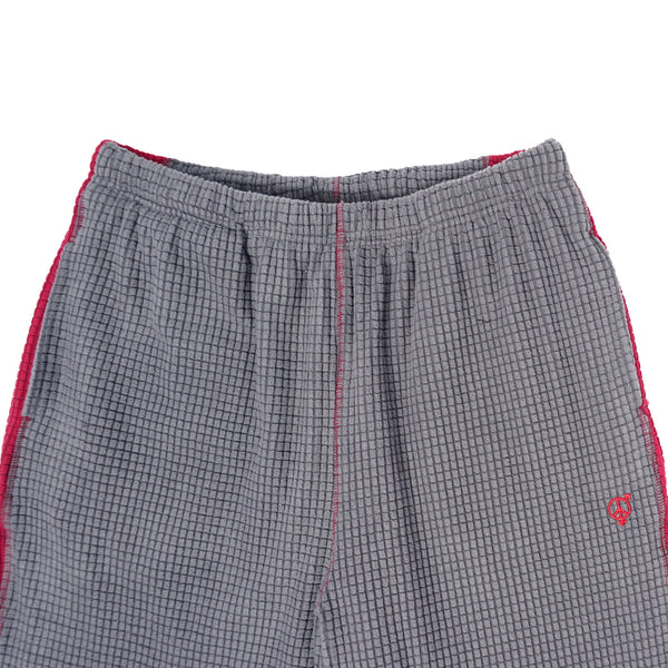 Sexhippies - Grid Fleece Pants - Gunmetal/Burgundy