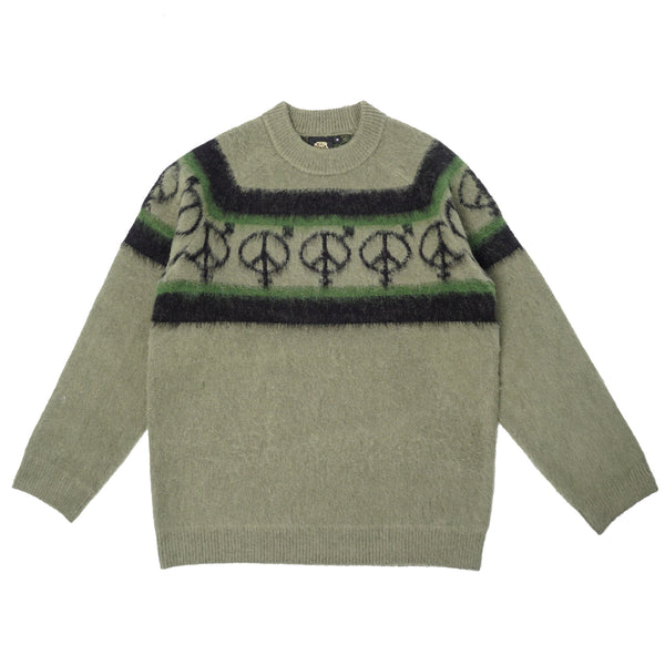 Sexhippies - OG Striped Brushed Mohair Sweater - Olive/Black/Forest