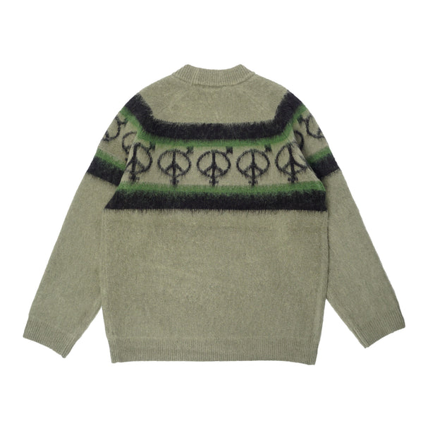 Sexhippies - OG Striped Brushed Mohair Sweater - Olive/Black/Forest