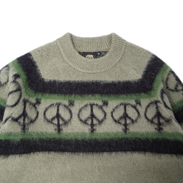 Sexhippies - OG Striped Brushed Mohair Sweater - Olive/Black/Forest