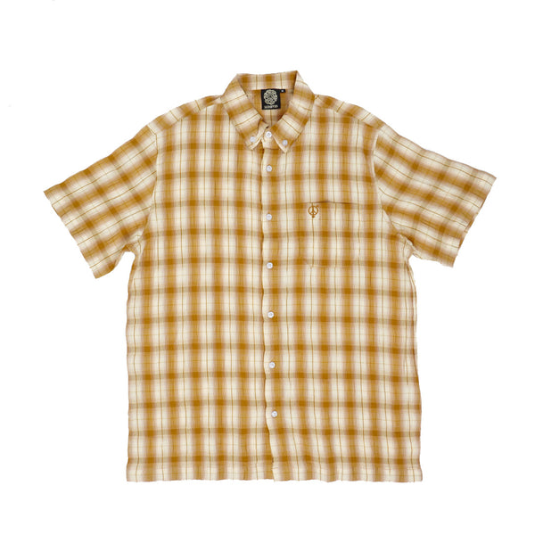 Sexhippies - Seersucker Short Sleeve Shirt - Golden Brown Plaid