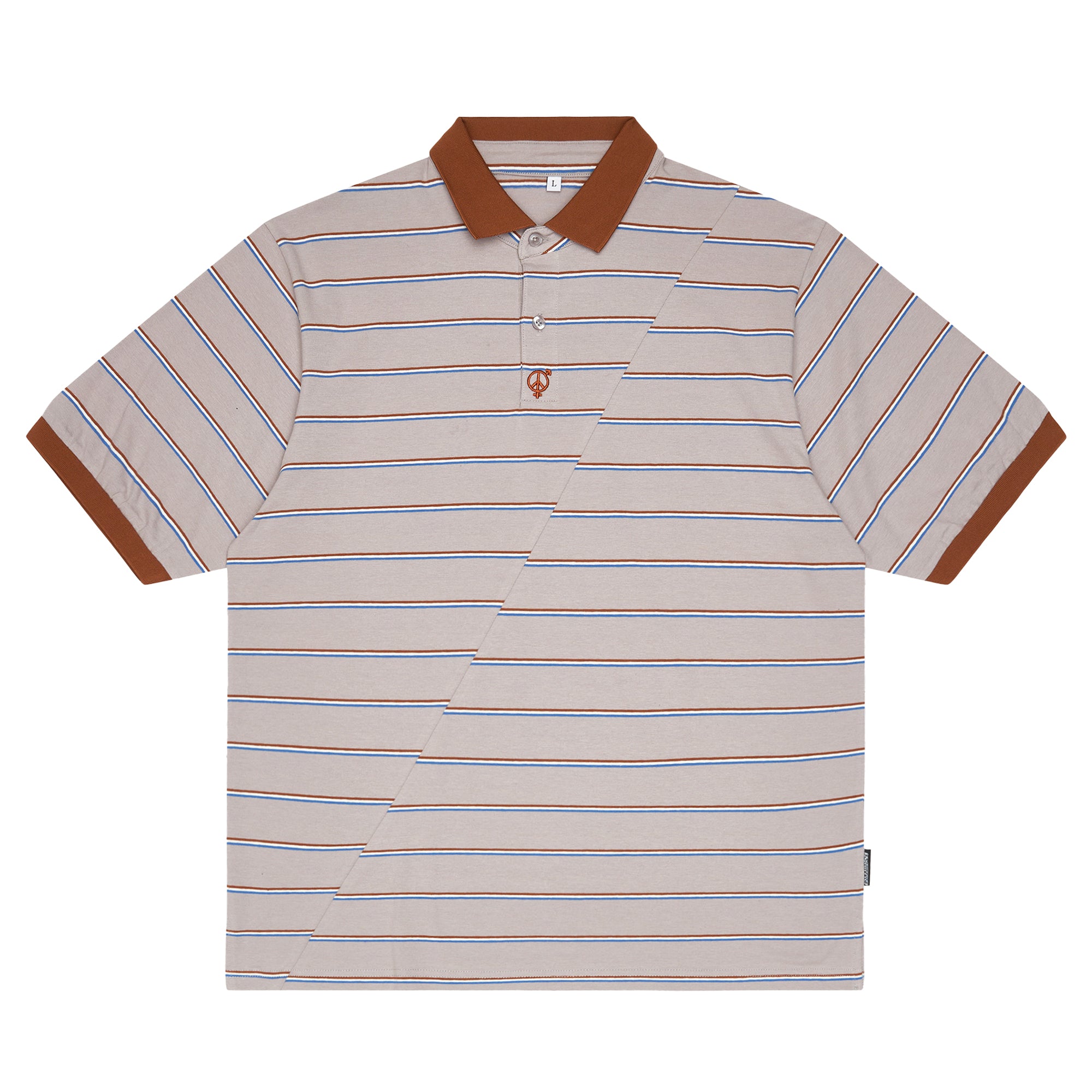 Sexhippies - Split Stripe Polo Shirt - Grey/Brown