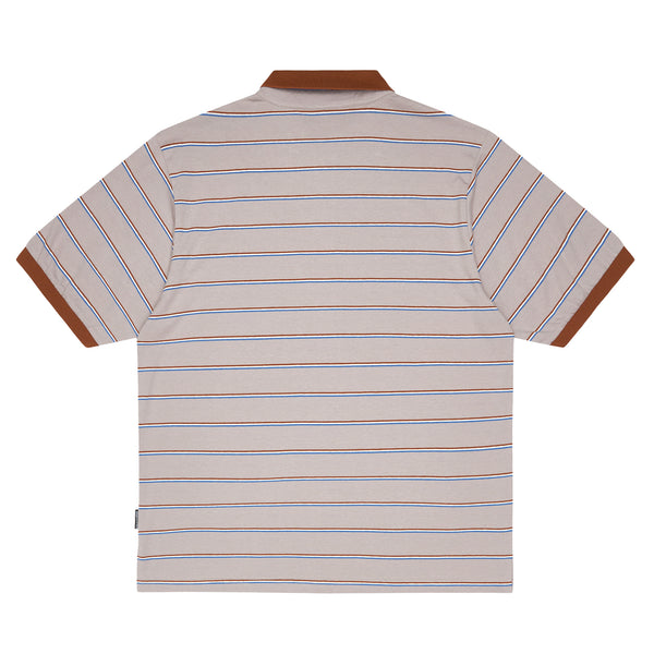 Sexhippies - Split Stripe Polo Shirt - Grey/Brown