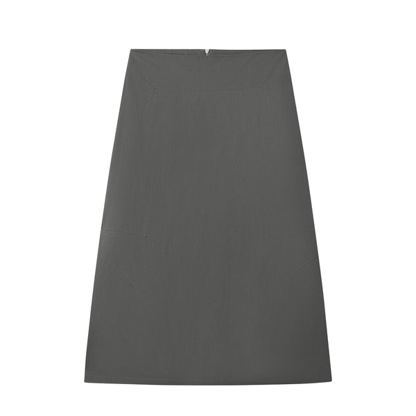Sturla - Dart Skirt - Stone Grey Fine Stripe Cotton