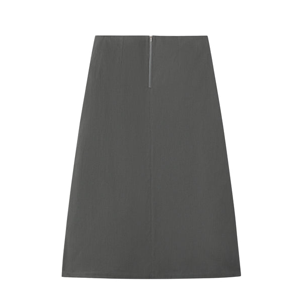 Sturla - Dart Skirt - Stone Grey Fine Stripe Cotton