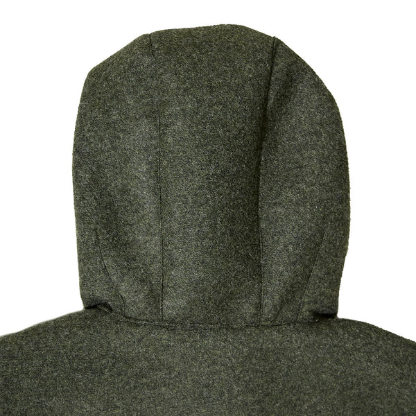 Sturla - Hooded Incision Jacket - Melange Green Bonded Wool