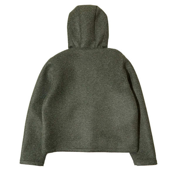 Sturla - Hooded Incision Jacket - Melange Green Bonded Wool