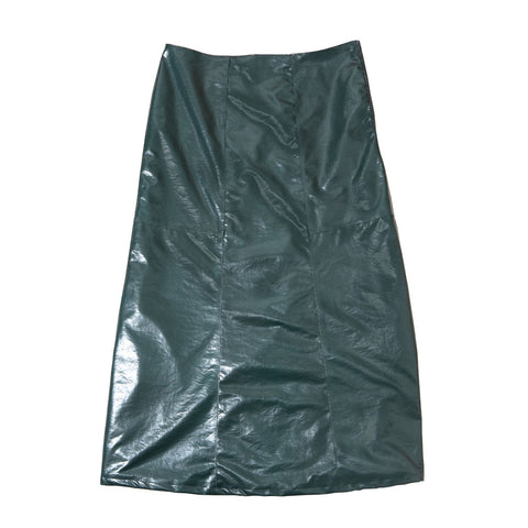 Sturla - Panel Skirt - Bottle Green Laminated Nylon Canvas