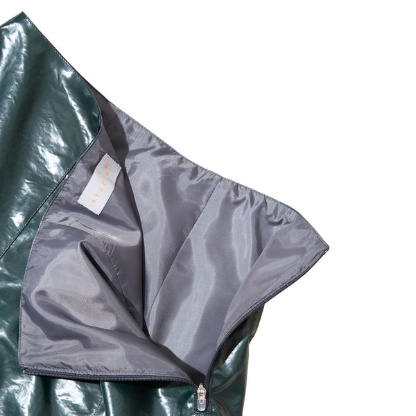 Sturla - Panel Skirt - Bottle Green Laminated Nylon Canvas