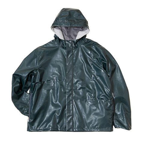Sturla - Tab Hooded Jacket - Bottle Green Laminated Nylon Canvas