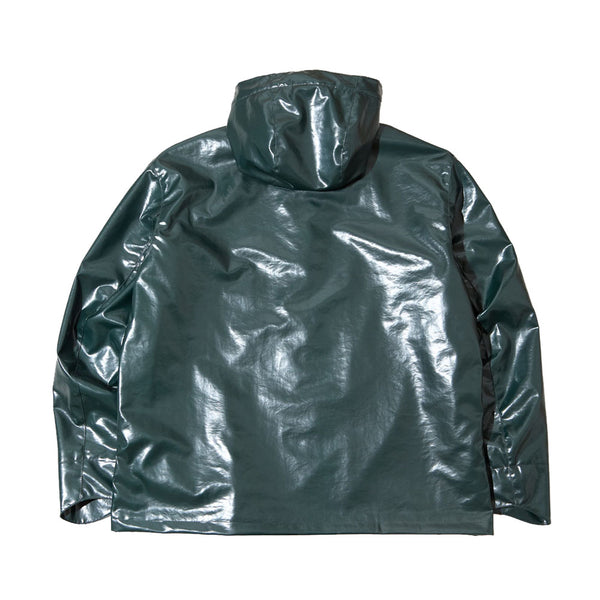 Sturla - Tab Hooded Jacket - Bottle Green Laminated Nylon Canvas