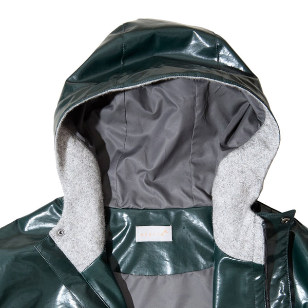 Sturla - Tab Hooded Jacket - Bottle Green Laminated Nylon Canvas