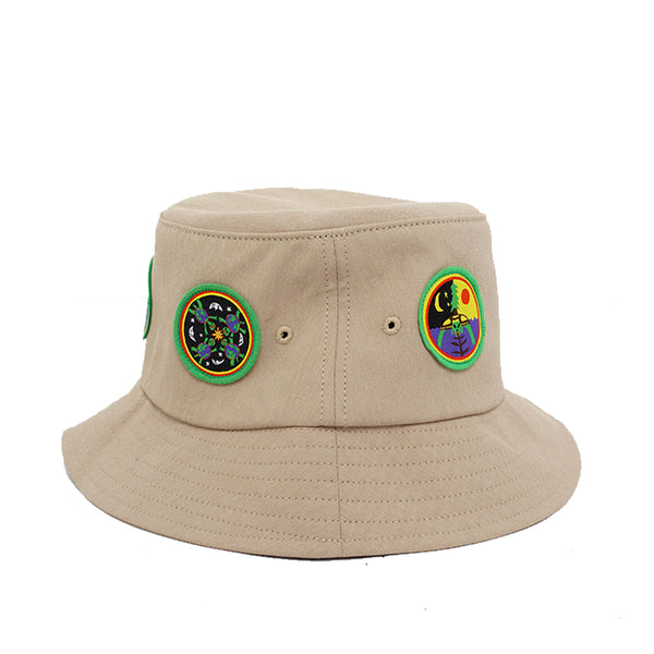 Turtle Island Meditation Equipment - Time Patches Bucket Hat - Khaki