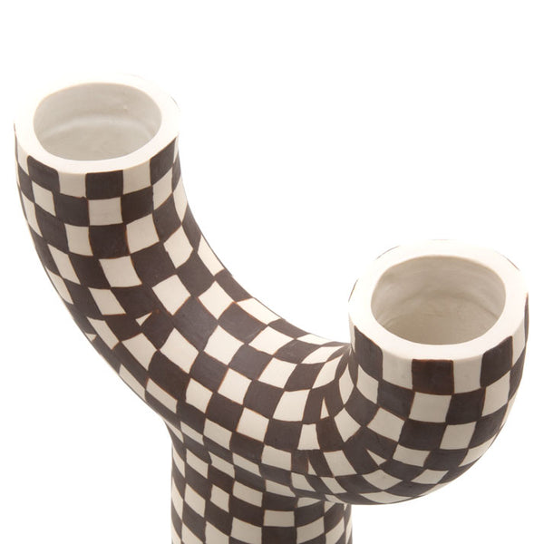 Mellow - Gemini Vase - Brown Checker