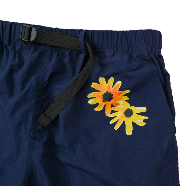 Sexhippies - Belted Nylon Flower Shorts - Navy